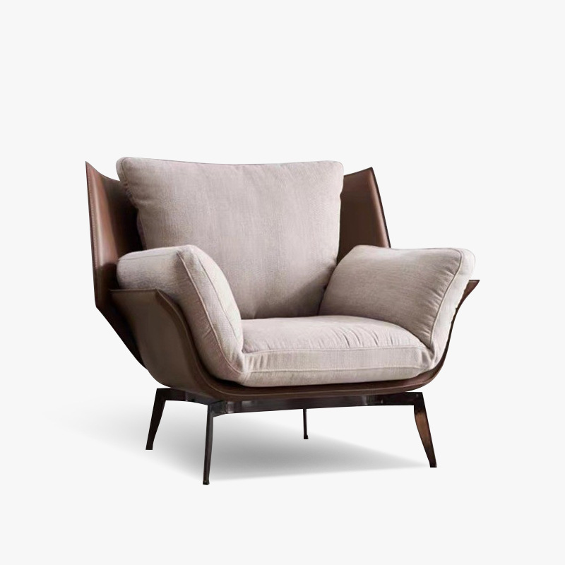 Italian Minimalist Modern Casual Light Luxury Creative Personalized Instagram-Worthy Designer-Style Leather-and-Fabric Lazy Sofa Single-Seater Chair