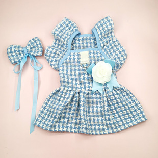 Cross-border new dog cat clothes factory wholesale cute plaid Chanel style skirt pet supplies