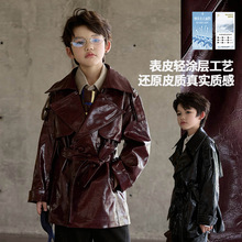 童装儿童皮衣男童女童皮大衣2025春秋新款机车批发外套
