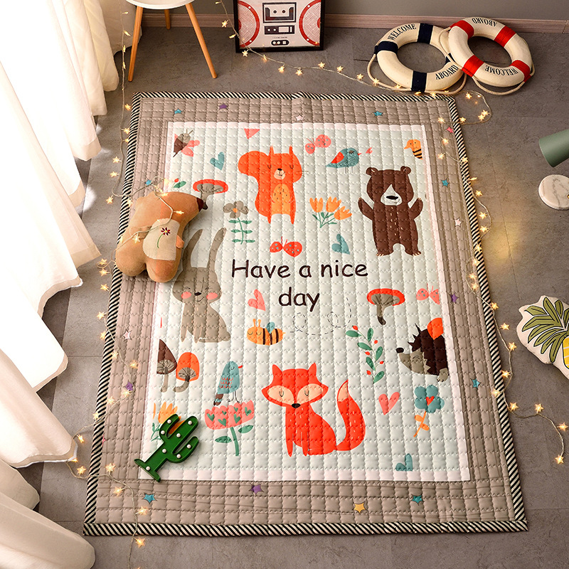 Scandinavian Ins Kidsren's Room Game Floor Mat Cartoon Cute Bedroom Tatami Baby Crawling Mat Carpet Cotton Thickeneded