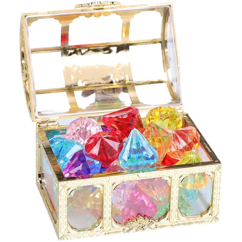 Niños diamante gema juguete cristal-como plástico acrílico colorido princesa Castillo tesoro cofre tesoro