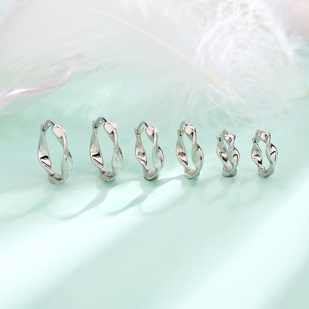 Mobius Earrings New Trendy Internet Celebrity Japanese and Korean Simple Rotating Wave Hoop Earrings Couple Style Plain Earrings