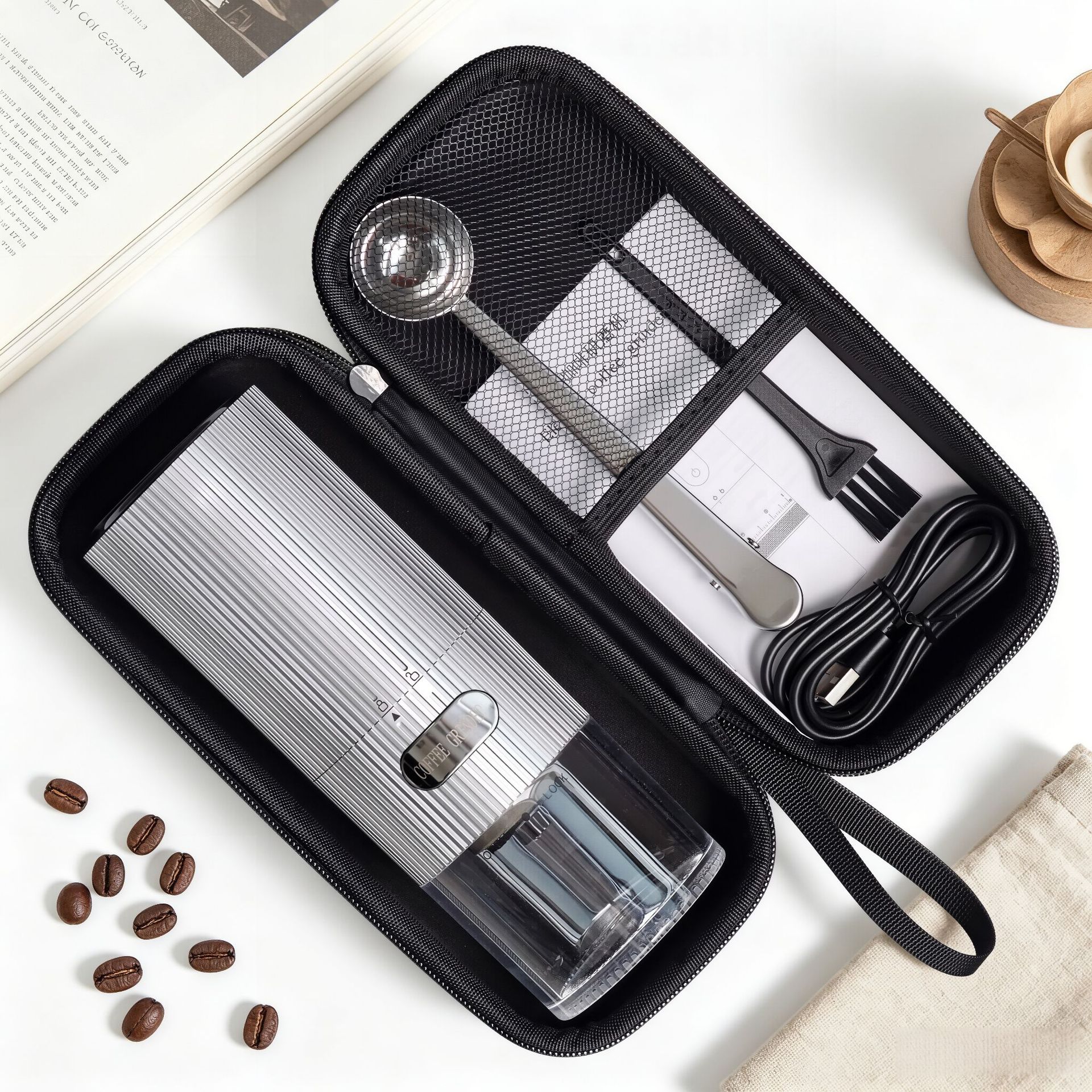 Molinillo de café eléctrico, molinillo de granos, molinillo de café en grano, molinillo totalmente automático, molinillo de café