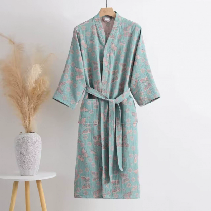 Gauze summer thin Japanese long quick dry bathrobe
