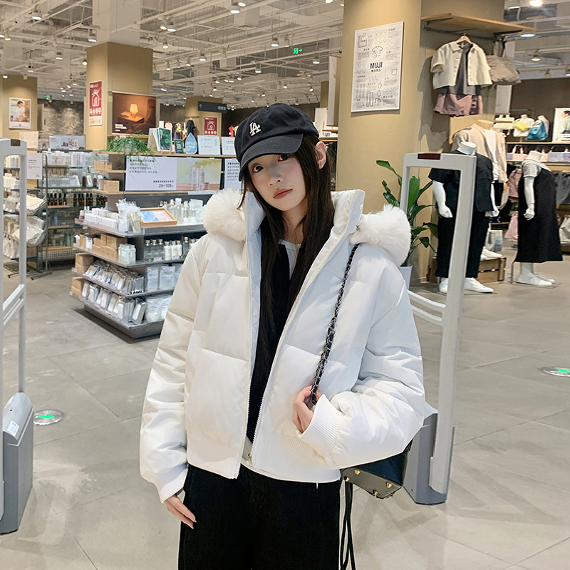 Comercio exterior diseño de algodón con cuello encapuchado mujer invierno 2025 nuevo grueso calentamiento corto chaqueta de pan image 3