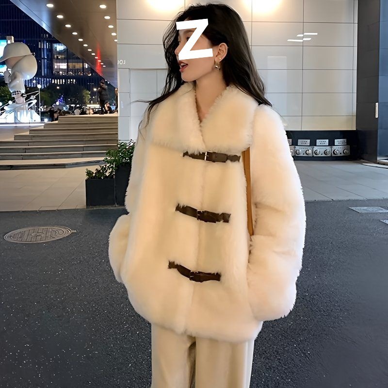 杨幂同款羊剪绒羊羔毛外套皮毛一体仿皮草宽松加厚冬季外套女|undefined