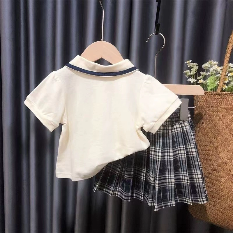 Комплект, школьная pleated skirt для ребенка, летняя одежда для девочек, западный стиль