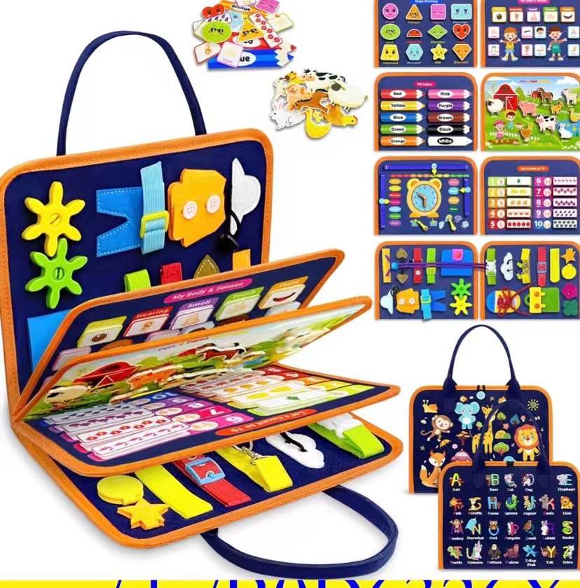 Tablero de aprendizaje de fieltro para niños, juguete para niños pequeños, libro de ejercicios, capacidad de aprendizaje, tablero de vestir, rompecabezas