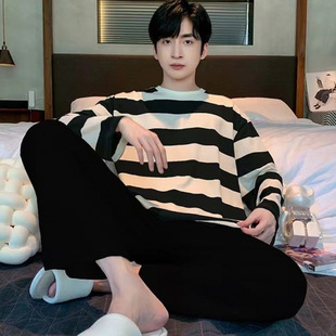 Men's Pajamas Spring and Autumn Long Sleeve 2024 New Casual Sports plus size Loose Outer Wear Summer Home Clothes