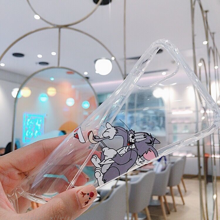 Gato y ratón para Apple 11/13 caja del teléfono pareja iPhon12promax funda protectora 15 transparente resistente a la caída