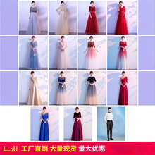 大合唱团演出服女成人长裙红歌比赛朗诵晚礼服成人学生表演晚礼服