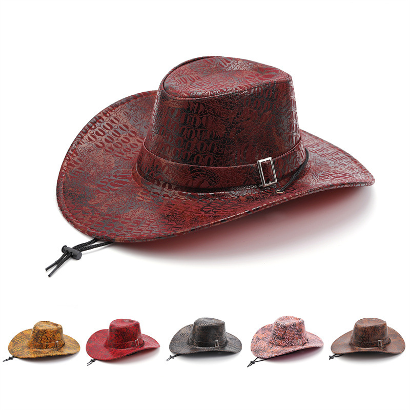 Cross-border Retro Men's Western Denim Outdoor Sun Hat Belt New Topper Hat Big Riding Sun Protection Riding Hat American Style