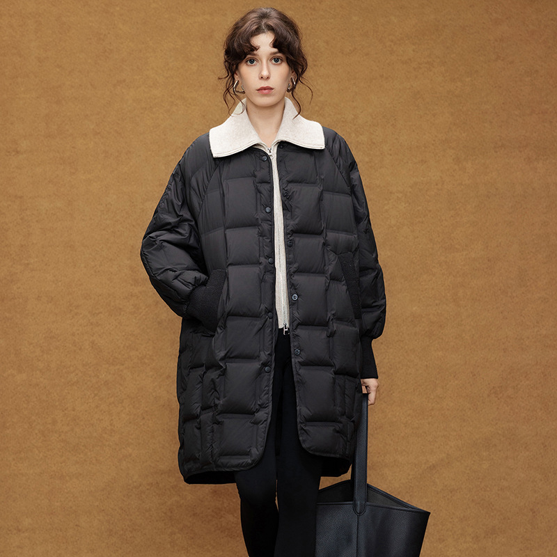 High-End Samsung 90 White Duck down Jacket Women's Mid-Length 2025 Winter New Fashion Laminated Warm Bread Jacket