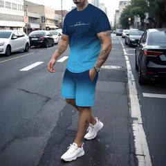 2025夏の新型3dファッショントレンドの清涼半袖半ズボンtシャツセット