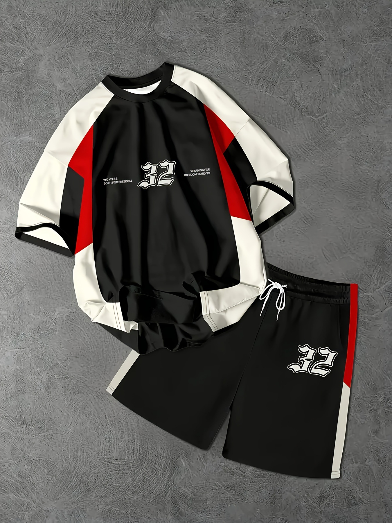 Herren Trainingsanzug Mit Streifen Und Nummernprint Für Den Sommer_voghion.com