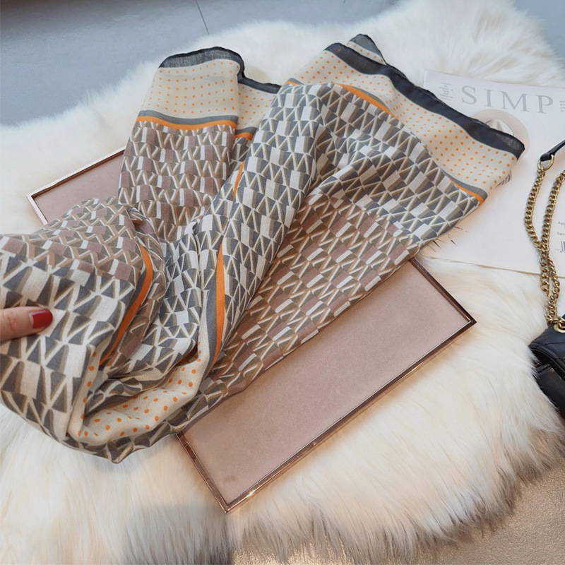 Autunno e inverno nuovi pois geometrici con sciarpa da cappotto in cotone e lino sciarpa lunga in seta sciarpa calda da donna scialle sottile a doppio uso_voghion.com