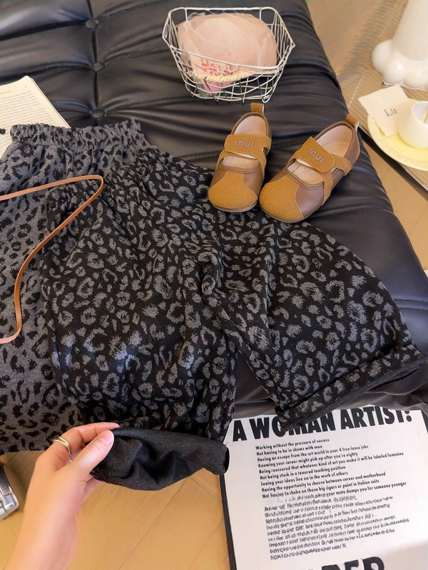 【直筒裤】秋季新款女童百搭洋气豹纹直筒裤女宝宝时髦炸街款裤子|undefined