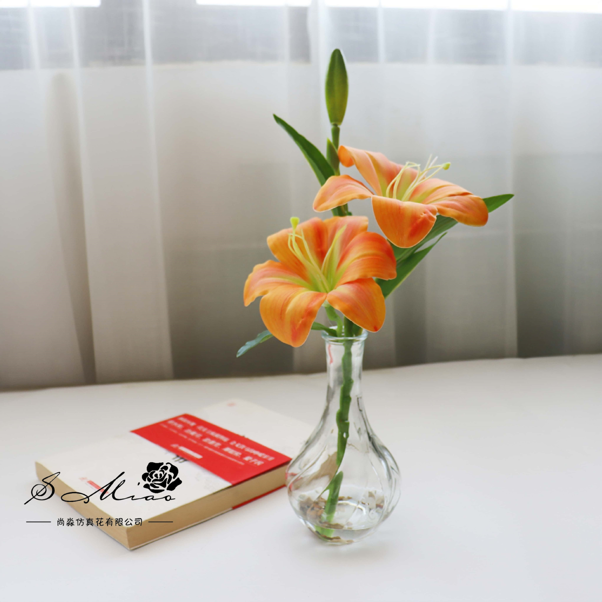 Flores falsas de vidrio de agua falsas flores de lirio bonsai flor de moda decoración creativa plantación verde artificial simulación maceta image 8