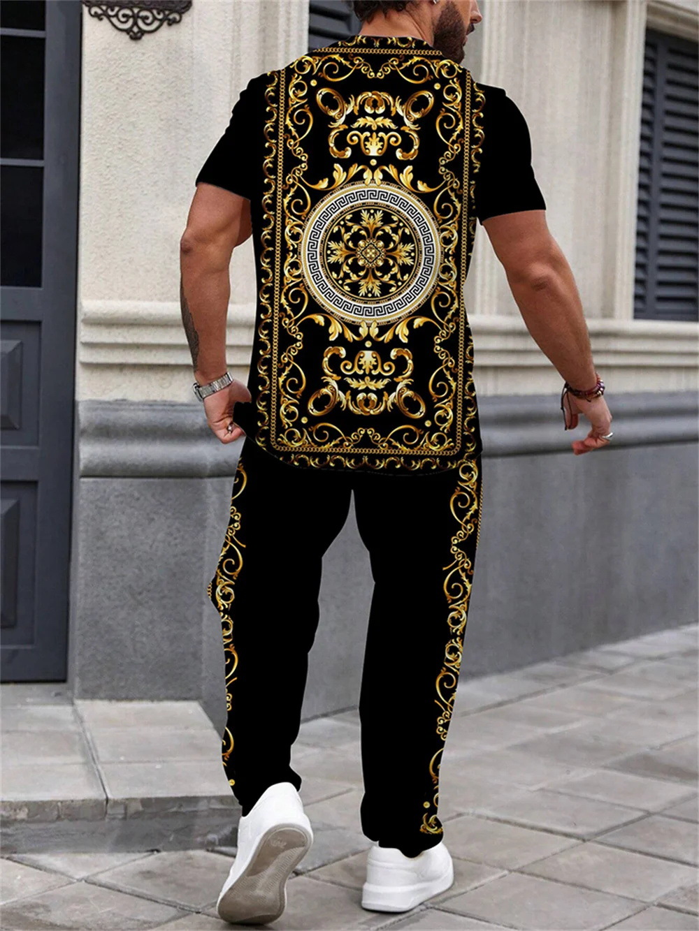 Pantalones de camiseta de manga corta de otoño europeo y americano Moda 2024 Nuevo traje suelto y cómodo de dos piezas ME13 ML4