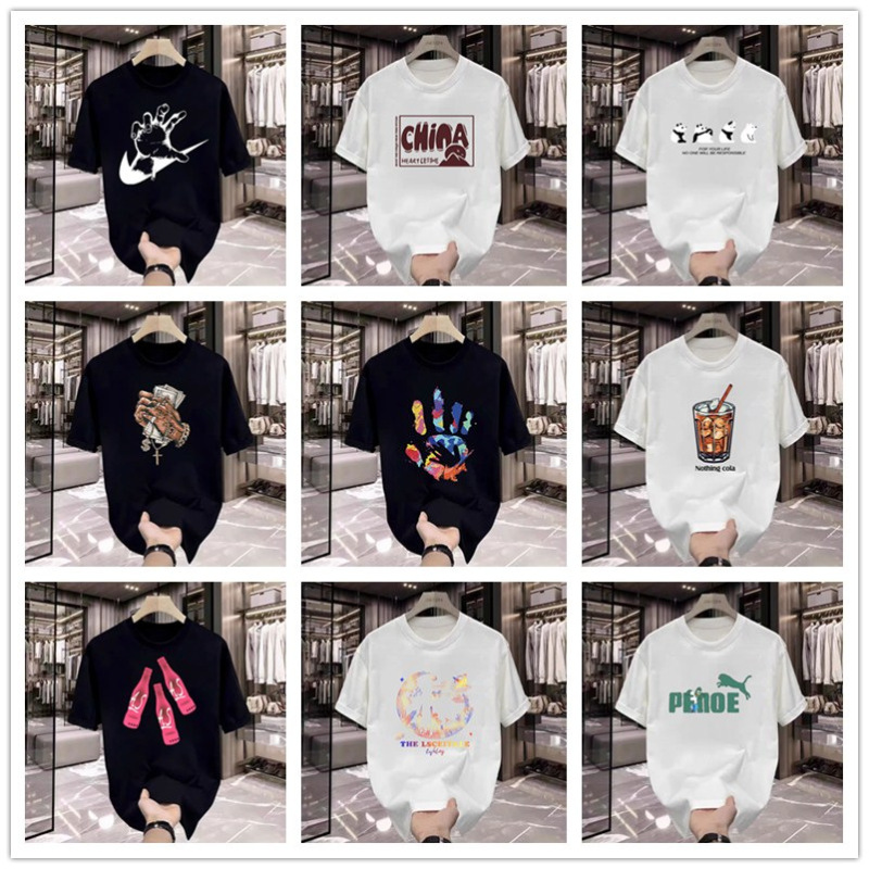 Short sleeve T-shirt men's 200g net popular new tide brand round neck cotton plus size T-shirt summer coat wholesale