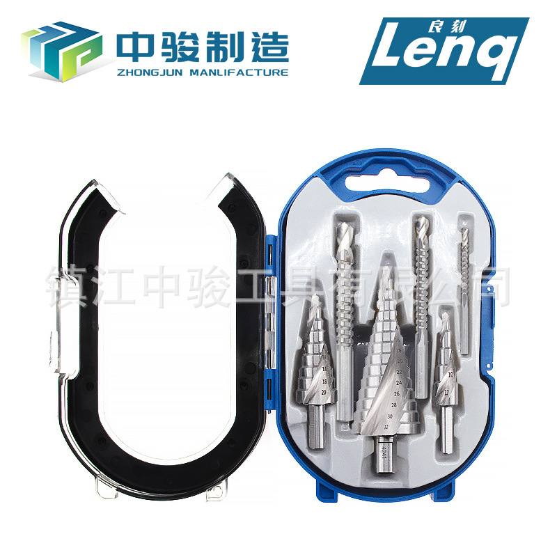 6件套锯钻阶梯钻套装 宝塔钻锯齿麻花钻 塑盒组套 开孔扩孔切割