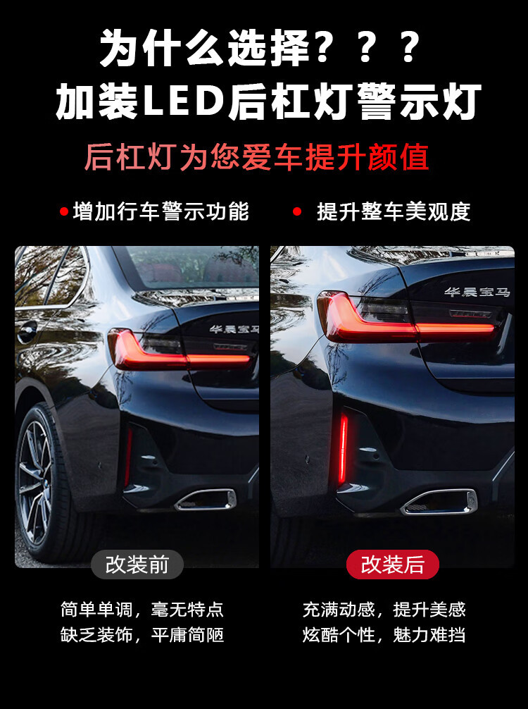 Suitable for 23-26 Models of Bmw 3 Series Modified Led Rear Bumper Lights, Special Rear Bumper Decorative Lights for the 3 Series, Brake Tail Lights