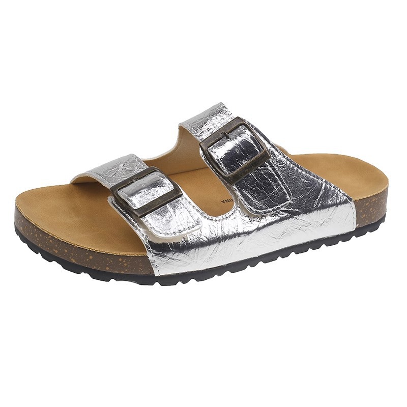 Pantuflas ropa exterior de mujer 2025 verano nuevo estilo retro sandalias Birkon todo fósforo fondo suave chanclas antideslizantes sensación de alta gama