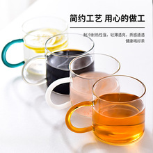 耐高温玻璃小茶杯彩把杯耐热玻璃杯子品茶杯品茗杯功夫茶具茶杯