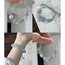 天空之镜海蓝宝白水晶纯手工编绳手链小清新女友礼物潮流网红学生