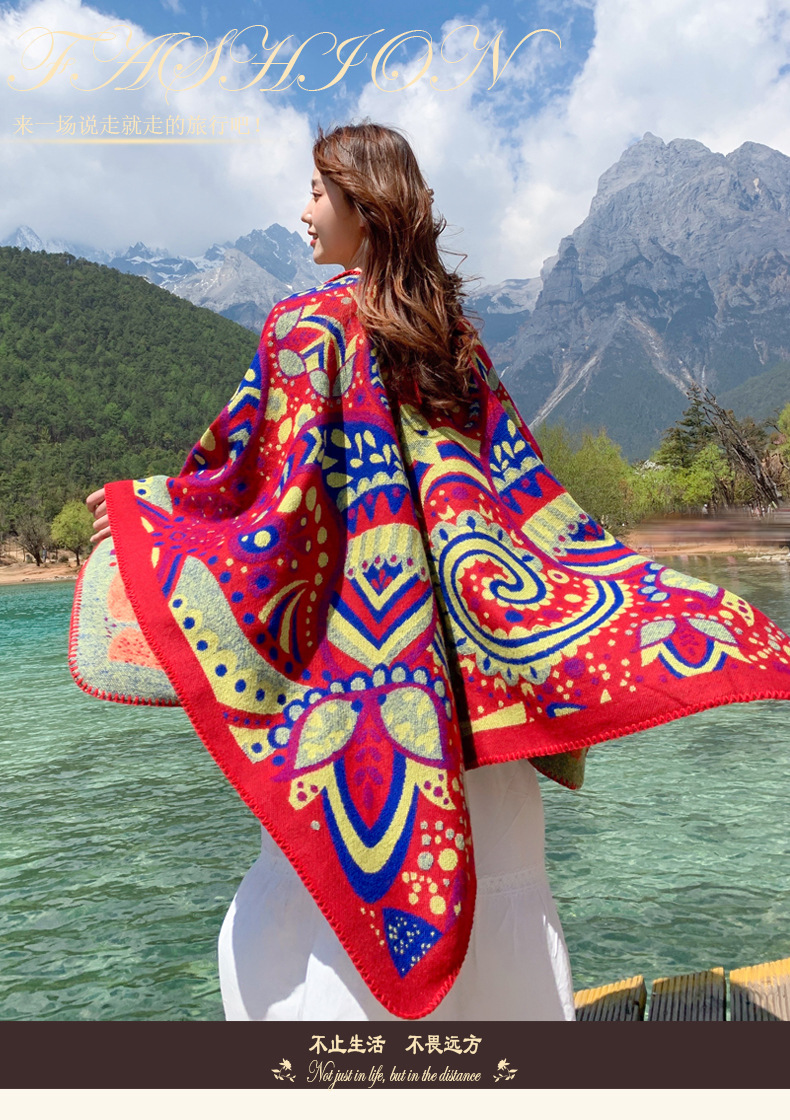 New Outdoor Travel Floral Cloak Shawls display picture 14