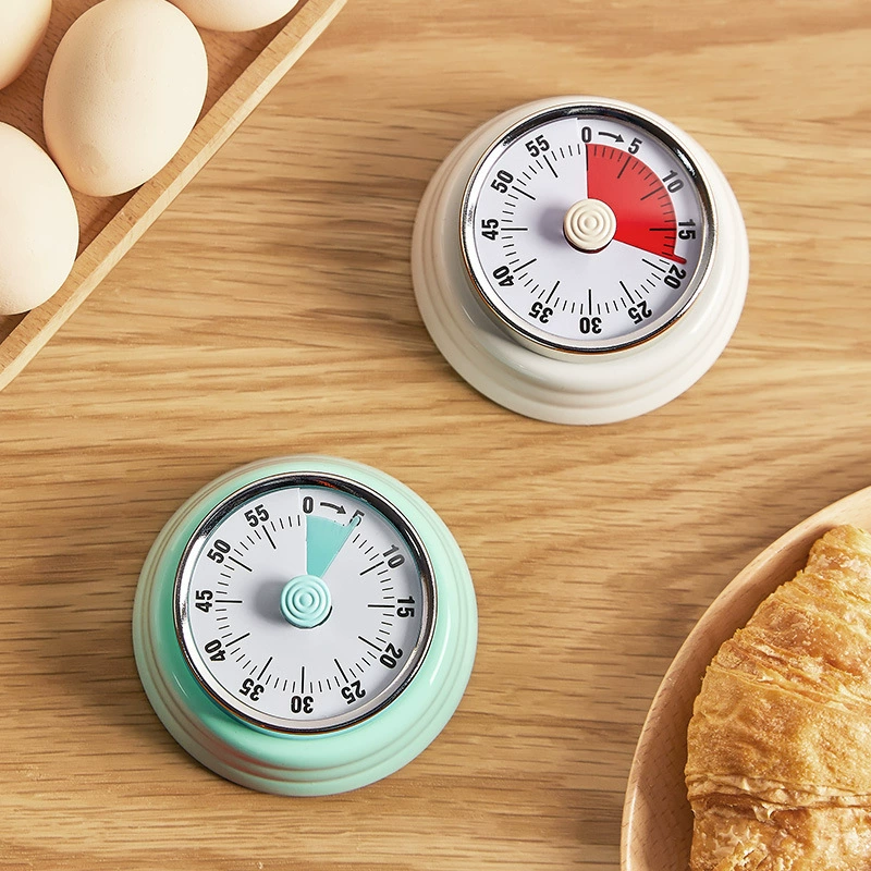 Mechanical Kitchen Timer, Magnetic Visual Countdown, Circular 60‑Minute Alarm, Multiple Colors