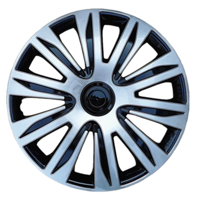 12/13/14/15/16/17 inch | Universal Hub cover - 16-inch-ov-shadow-style-silver-black-1pc