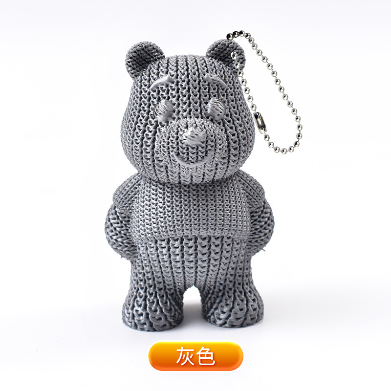 Llavero con Colgante de Osito de Peluche Tejido, Impreso en 3D, Recuerdo, Juguete Impreso en 3D, para Llaves de Coche, Éxito de Ventas Transfronterizo