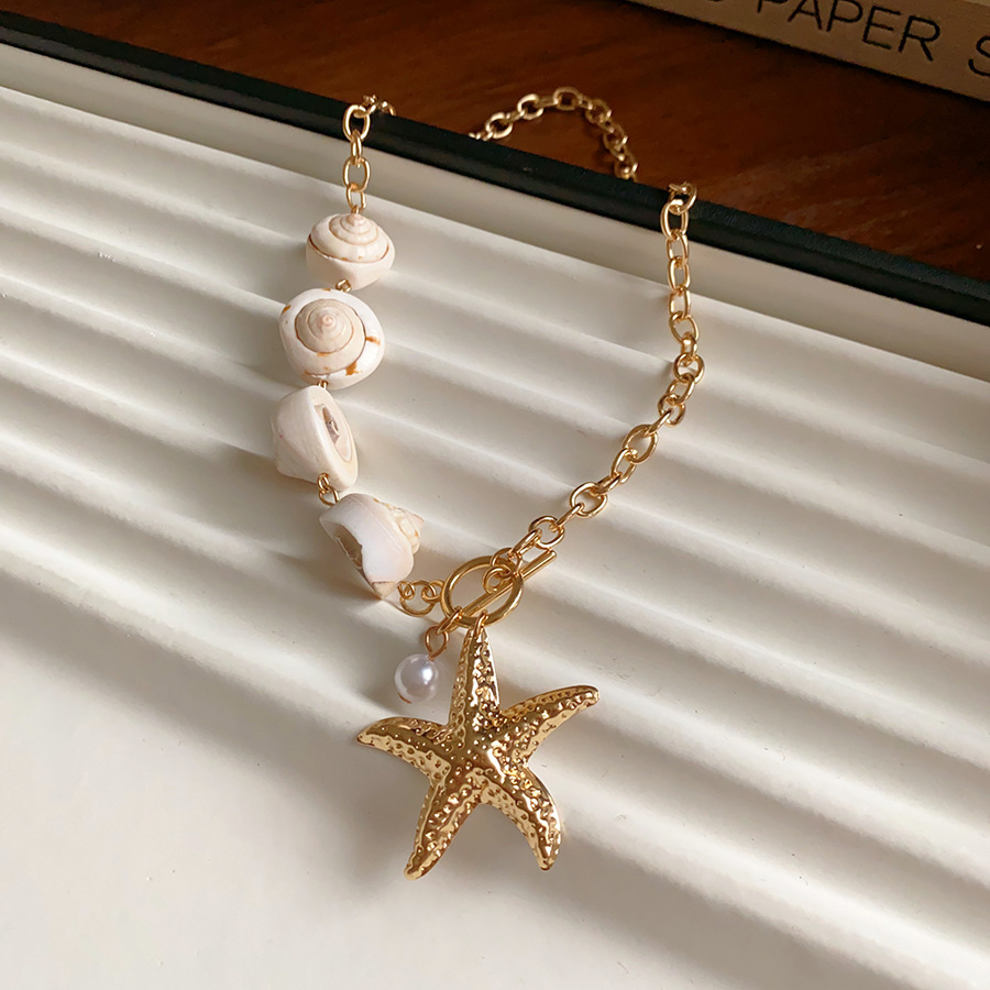 65g Weight Imitation Pearl, Iron Pendant Material Pendant Necklace Classification Shell, Iron Chain Material Beaded Chain Chain Type 1 Piece Quantity Holiday, Beach Occasion Imitation Pearl, Shell, Iron Material Geometric Pattern Spring&Summer Season Women's Gender Vacation Style Vacation Geometric Imitation Pearl Shell Iron Beaded Chain Pendant Necklaces Wholesale 22