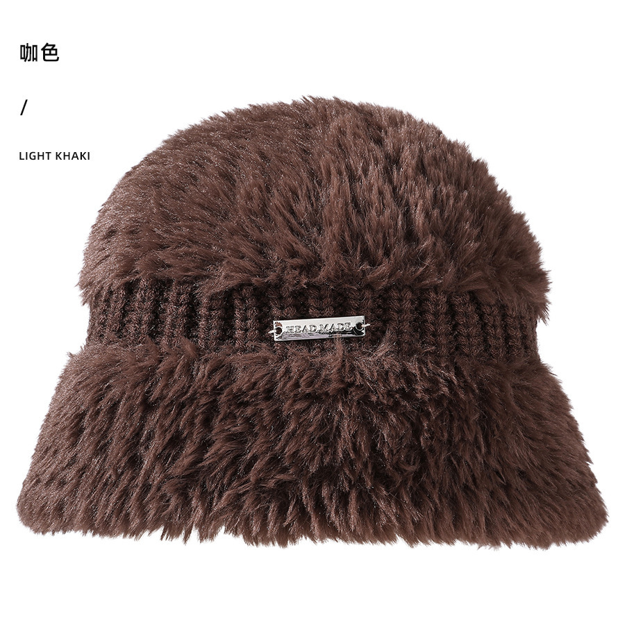 Sombrero de pescador de invierno de las mujeres al aire libre a prueba de viento caliente cuenca sombrero costura engrosada protección del oído sombrero de punto casual sombrero de lana marea