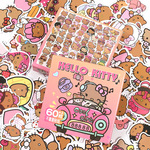 60张黑皮kt猫贴纸礼盒装可爱卡通创意手账装饰防水厂家直销批发