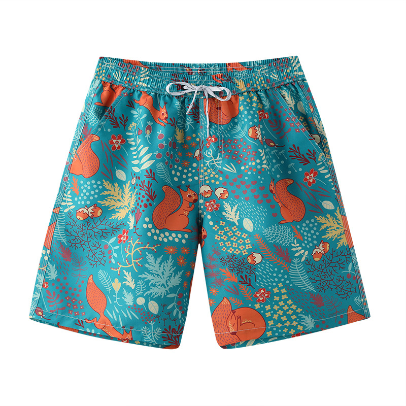 Pantalones de playa de poliéster personalizados cinco pantalones cortos de piel de桃o rápido secado digital impresión de pantalones de playa para dibujar logotipo personalizado