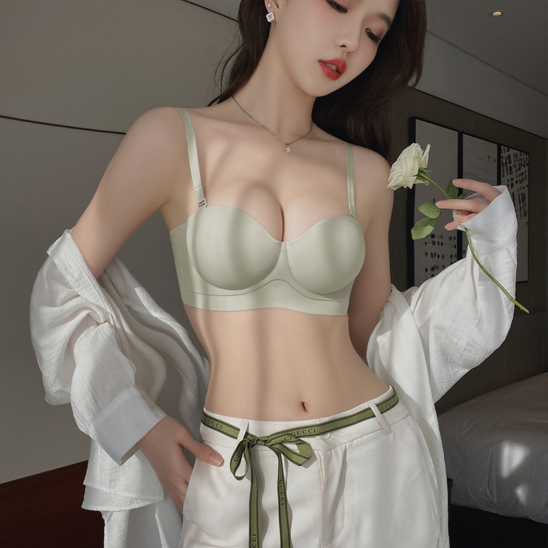 Strapless Underwear Women's Small Chest Gathering Traceless Large aa Cup Anti-slip Flat Chest Upper Collapsed Parammary Anti-sagging Bra