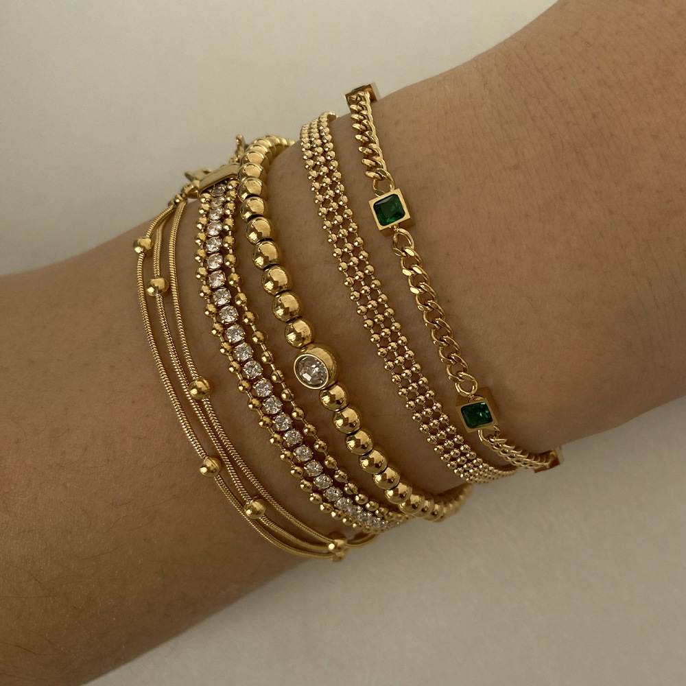 Geometric Casual Simple Style 16K Gold Plated White Gold Plated Gold Plated 304 Stainless Steel Bracelets In Bulk display picture 2