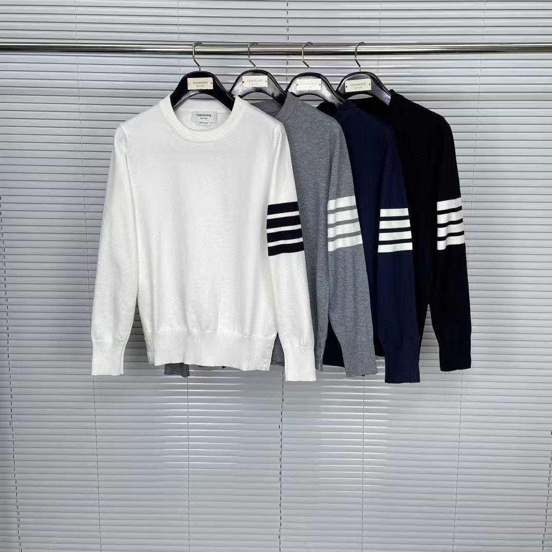 TB Factory Direct Sales Winter Classic Four-Stripe Crew Neck Sweater, Unisex Casual Comfortable Versatile Wool Top