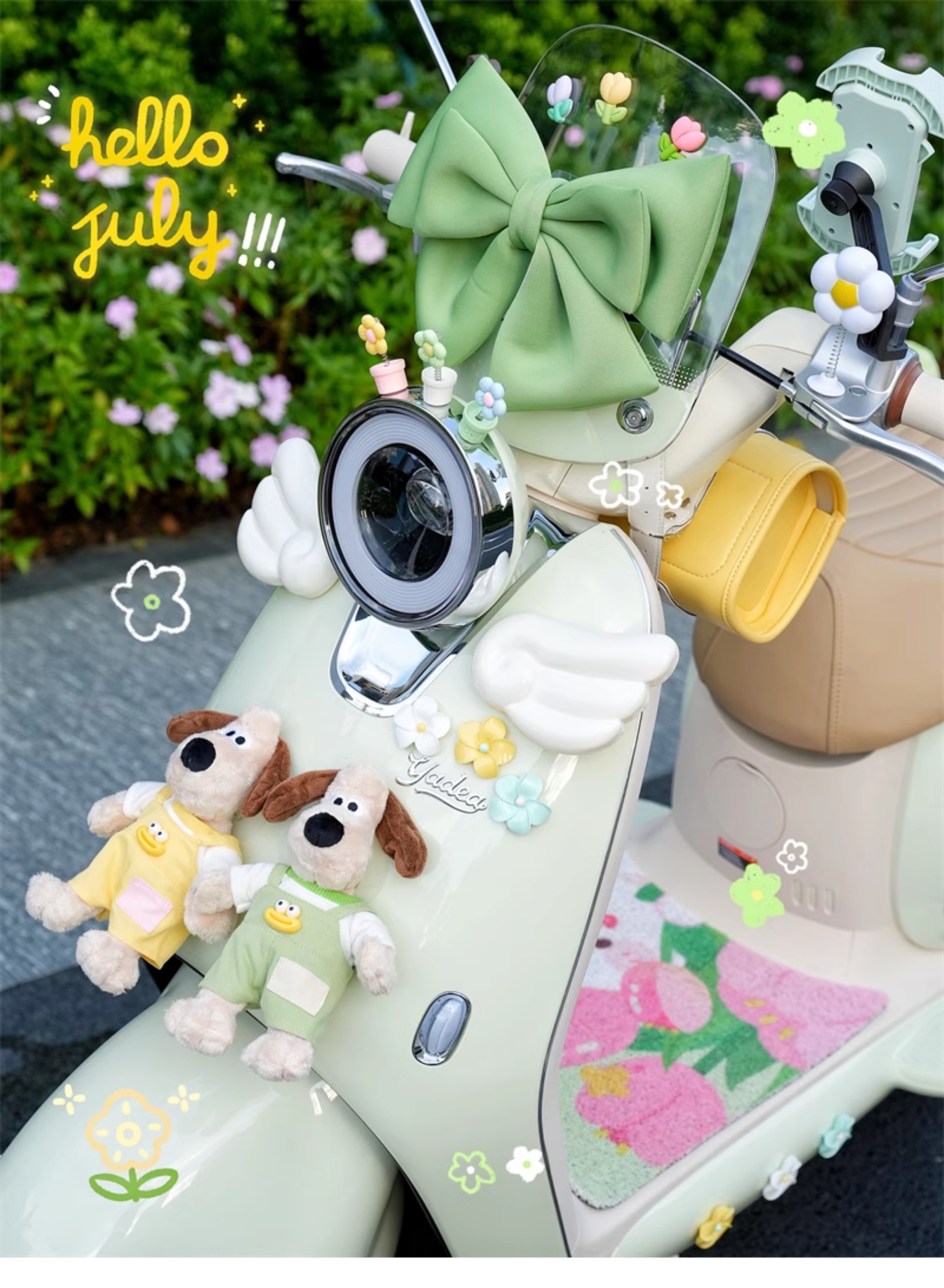 Yadi Q50 Electric Vehicle Decorative Dashboard Stickers, Phone Holder, Foot Mat, Hook, Waterproof Charger, Bag Stickers