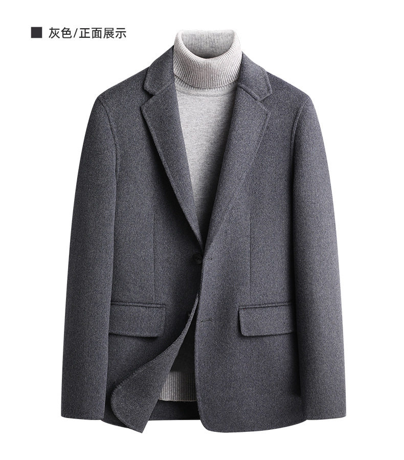 Áo vest nam dạ lông cừu hai mặt có lót lông vũ tháo rời, dài tay, giữ ấm — Màu vàng, Màu xám, Màu đen chi tiết 14