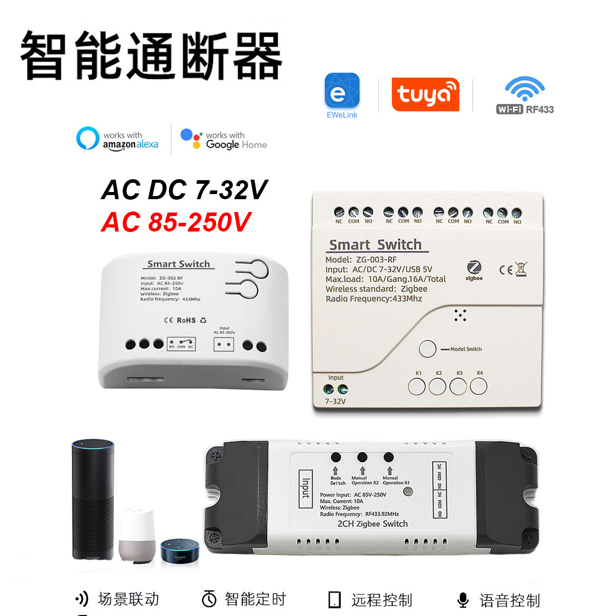 涂鸦易微联WiFi门禁继电器点动自锁互锁定时模块智能远程遥控开关