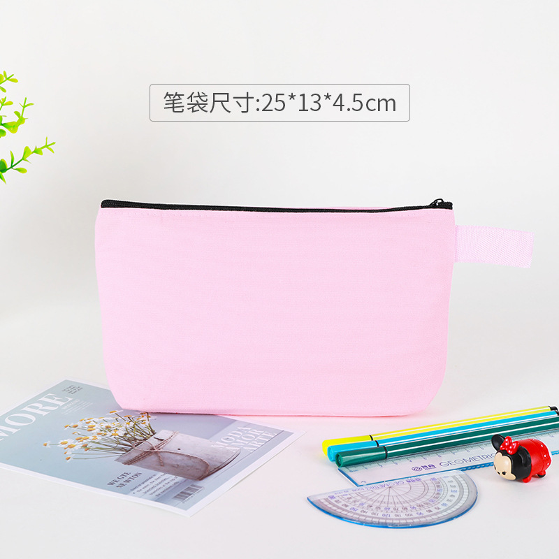 キャンバスペンバッグカスタムロゴ女性クロスボーダーアマゾンジッパー旅行化粧品バッグ肥厚文具収納袋卸売|undefined
