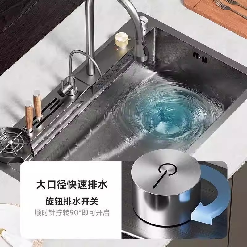 Fregadero de Cocina con Cascada 304 de Acero Inoxidable Un Solo Tanque image 3