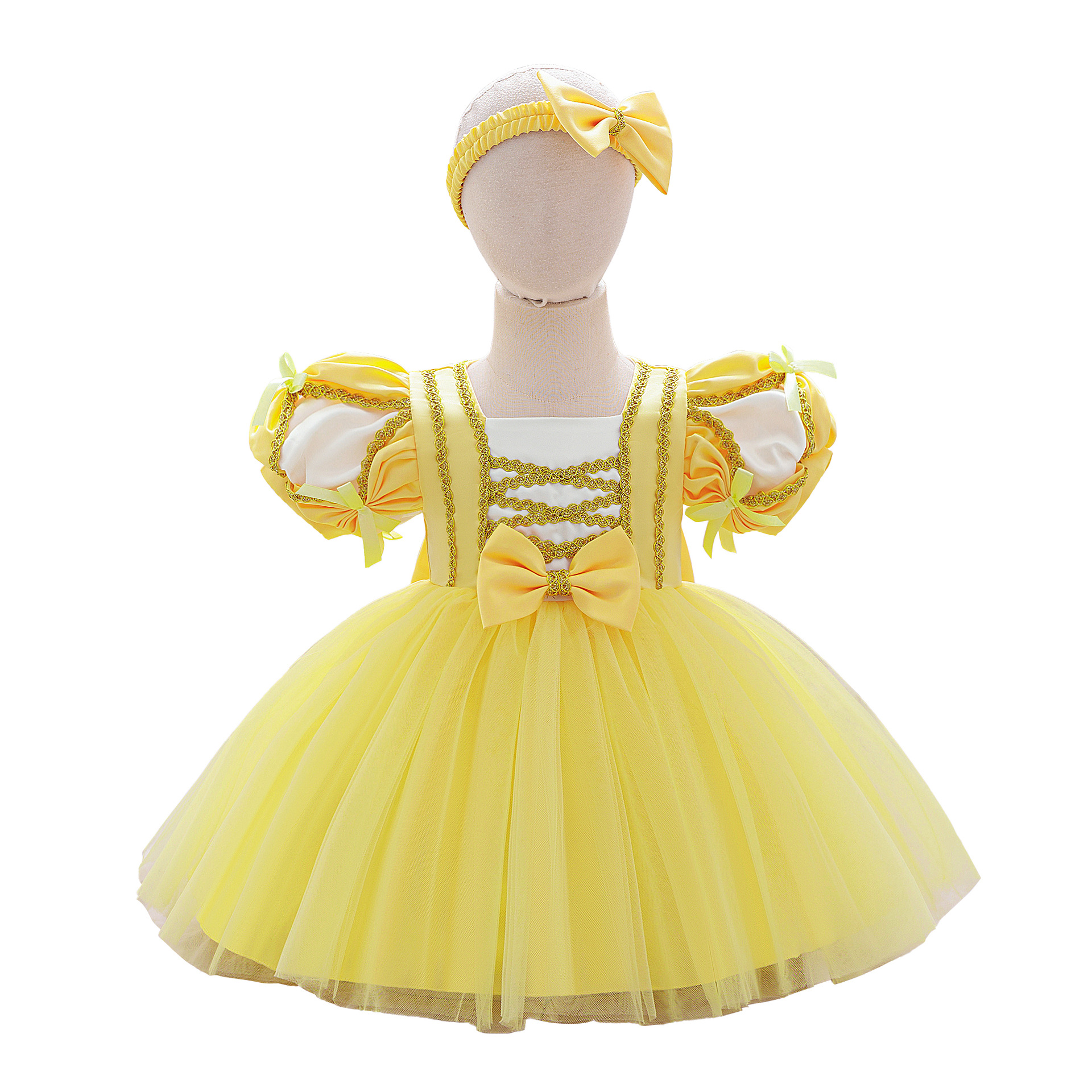 Blancanieves ropa de espectáculo para niños niñas linterna de tela de malla vestido de satin vestido de cumpleaños image 11
