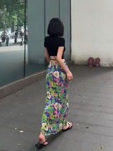 S4.30复古民族风彩色印花半身裙女夏季新款高腰显瘦百搭气质