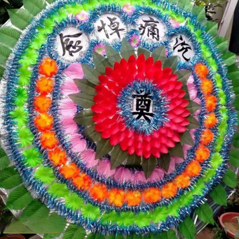 Funeral coffin funeral umbrella-style folding bright-bottom wreath finished product batch of ten or more