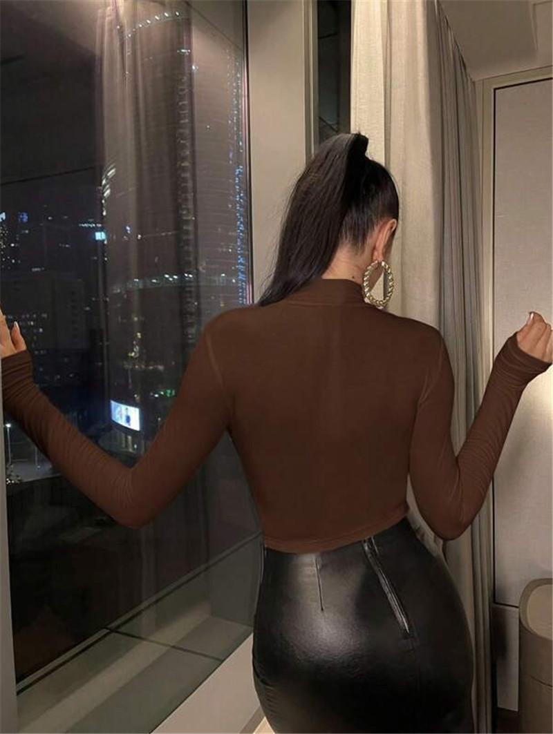 Autumn Winter Base Slim Fit Pleated Small Turtleneck T shirt