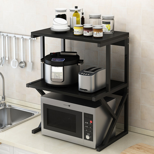 Kitchen shelf storage rack double-layer oven microwave stand desktop organizer storage unit for home use.